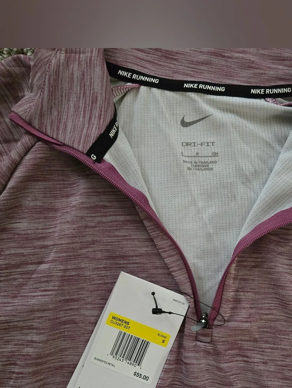 Nike Dri-Fit Mauve Quarter Zip Running Pullover S